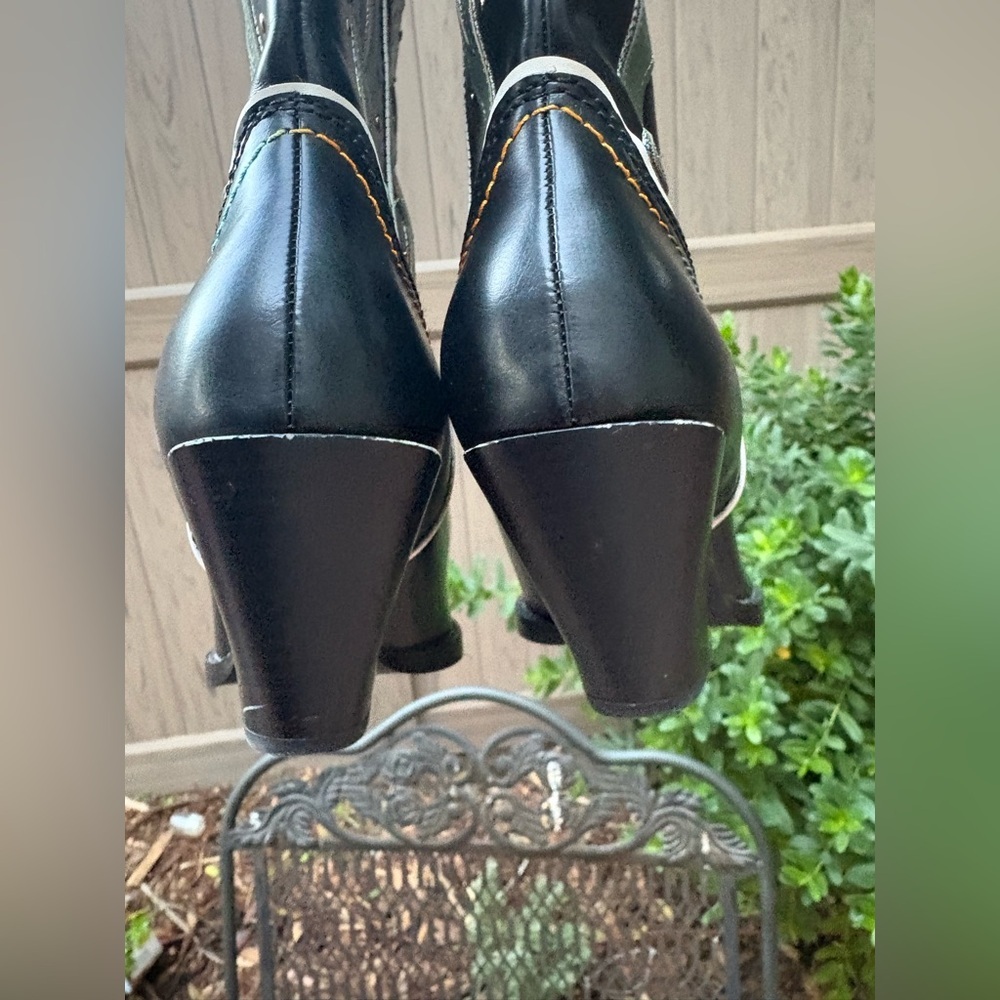 ZARA CONTRASTING KNEE HIGH CACTUS COWBOY BOOTS - Picture 10 of 13
